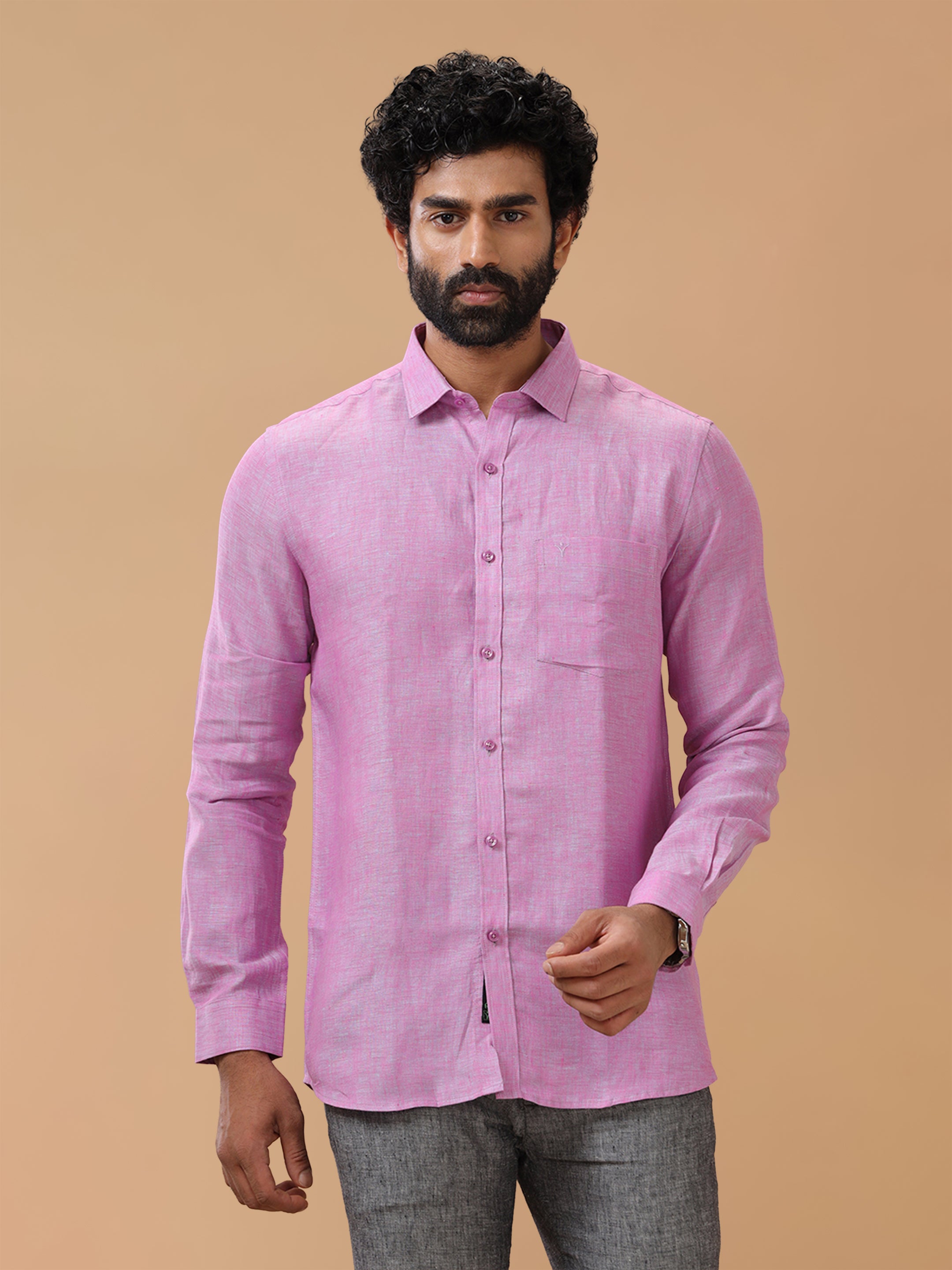 Pure Linen Orchid Blue Smart Fit Shirt L79