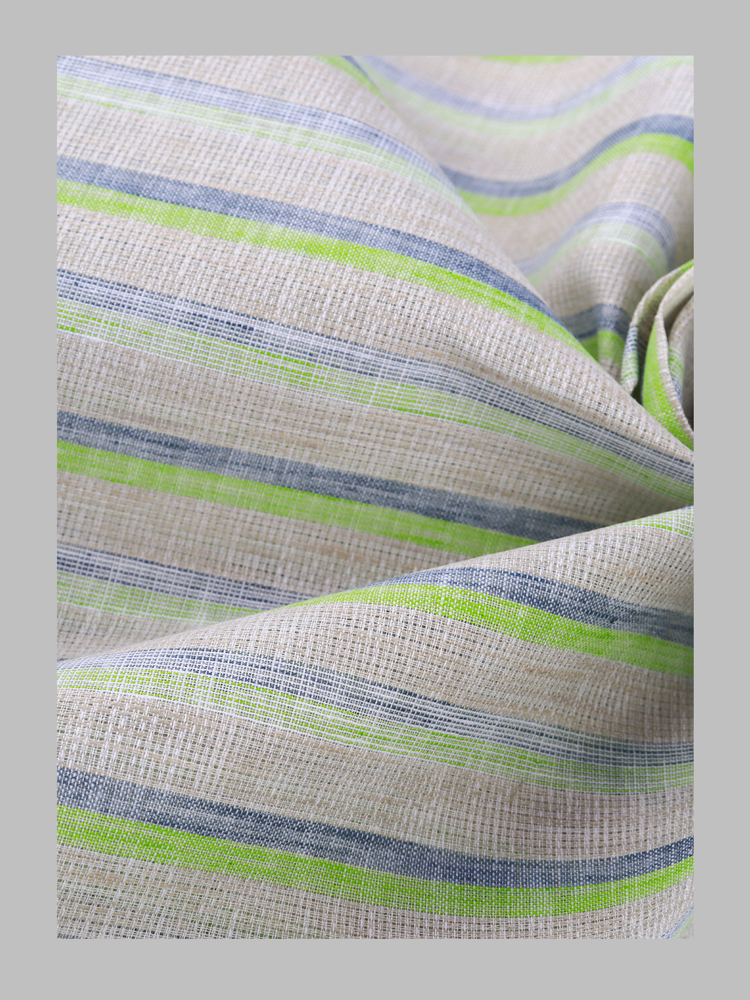 Men Cotton Rich Striped Shirt Fabric Green & Blue High Style