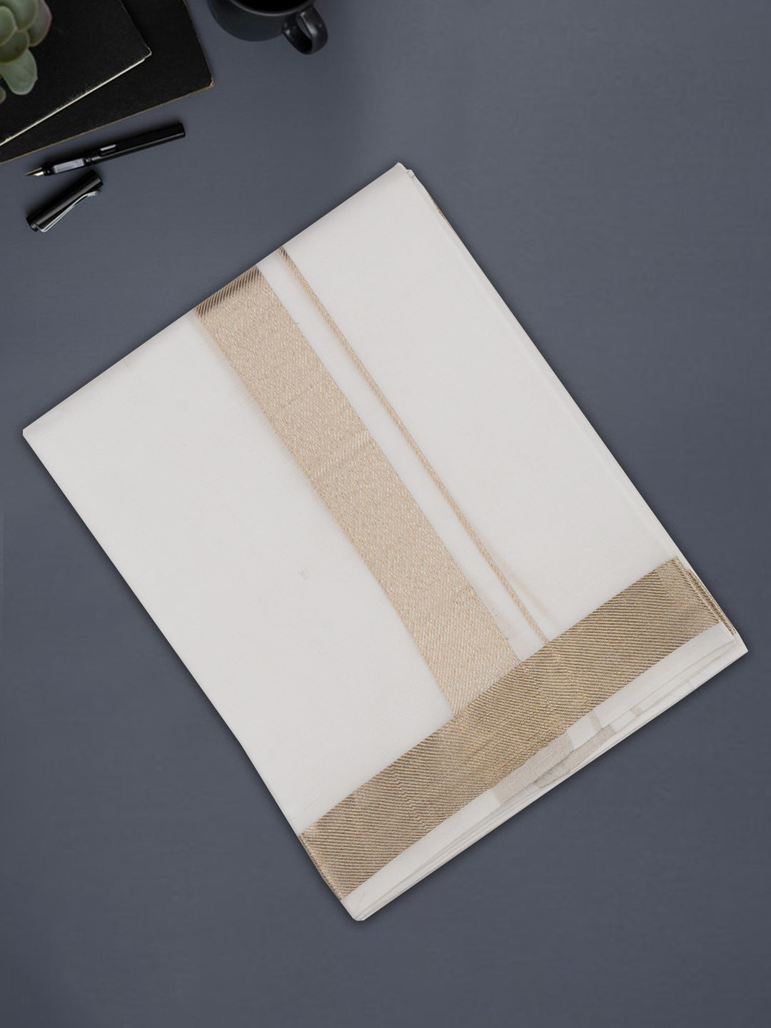 Men 100% Cotton Double Border Dhoti Majesty