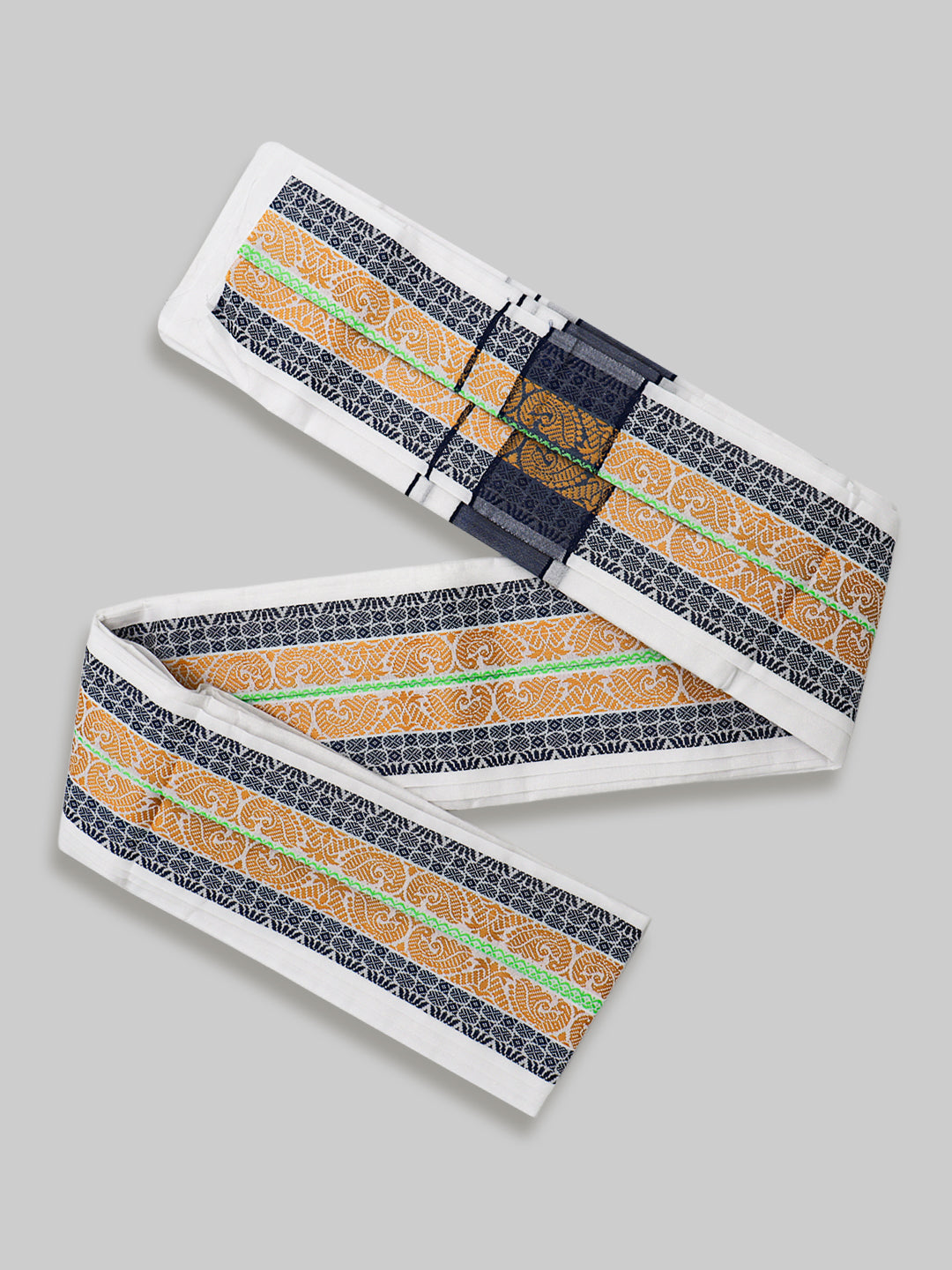 Men Cotton White Towel with Fancy Border 6422