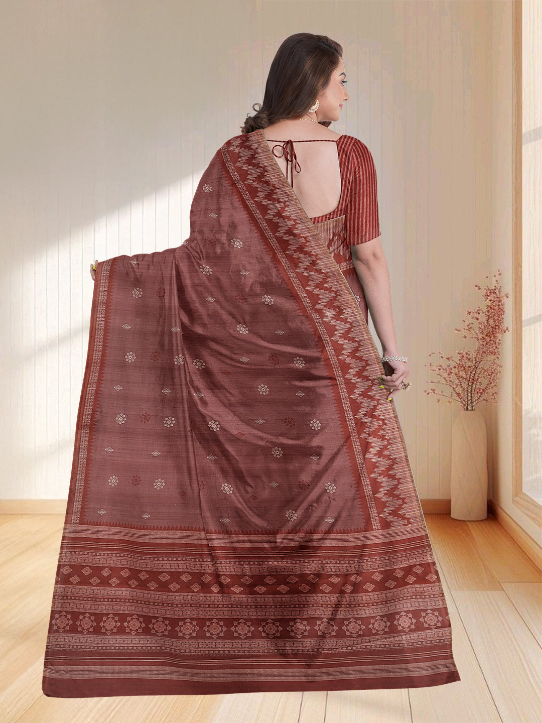 Women Desert Pink Semi Tussar Saree ST244