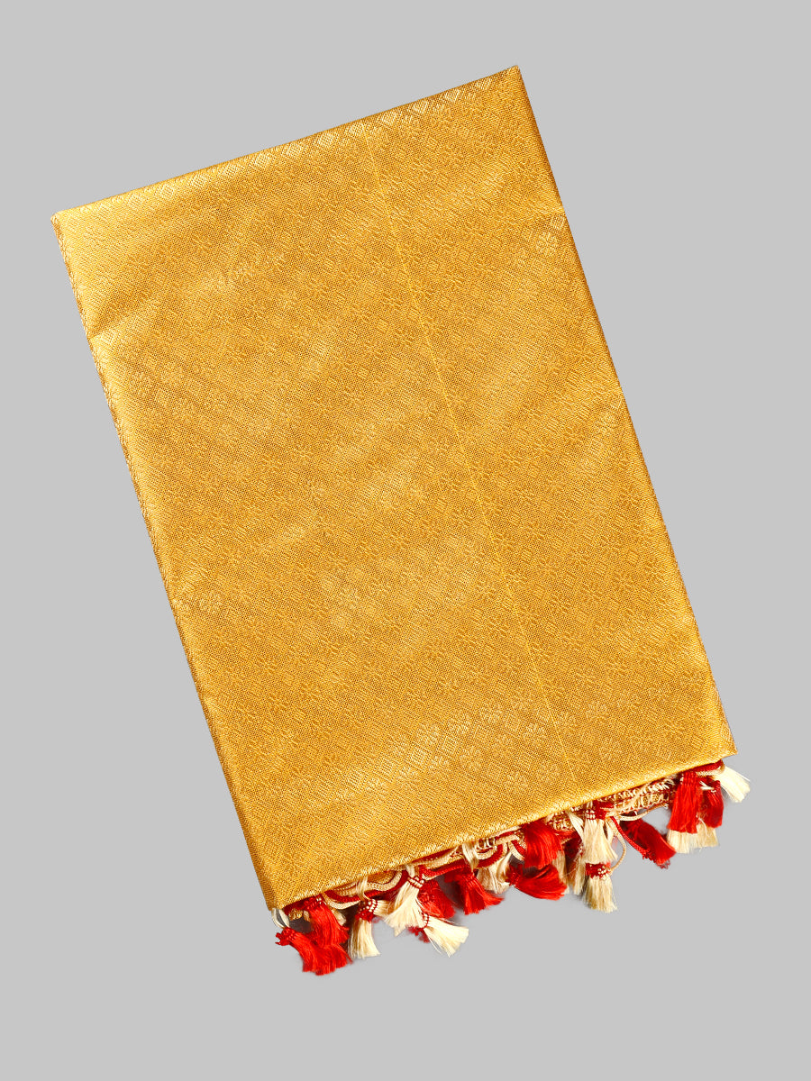 Ponnadai/Jari Shawl 508-Yellow with red