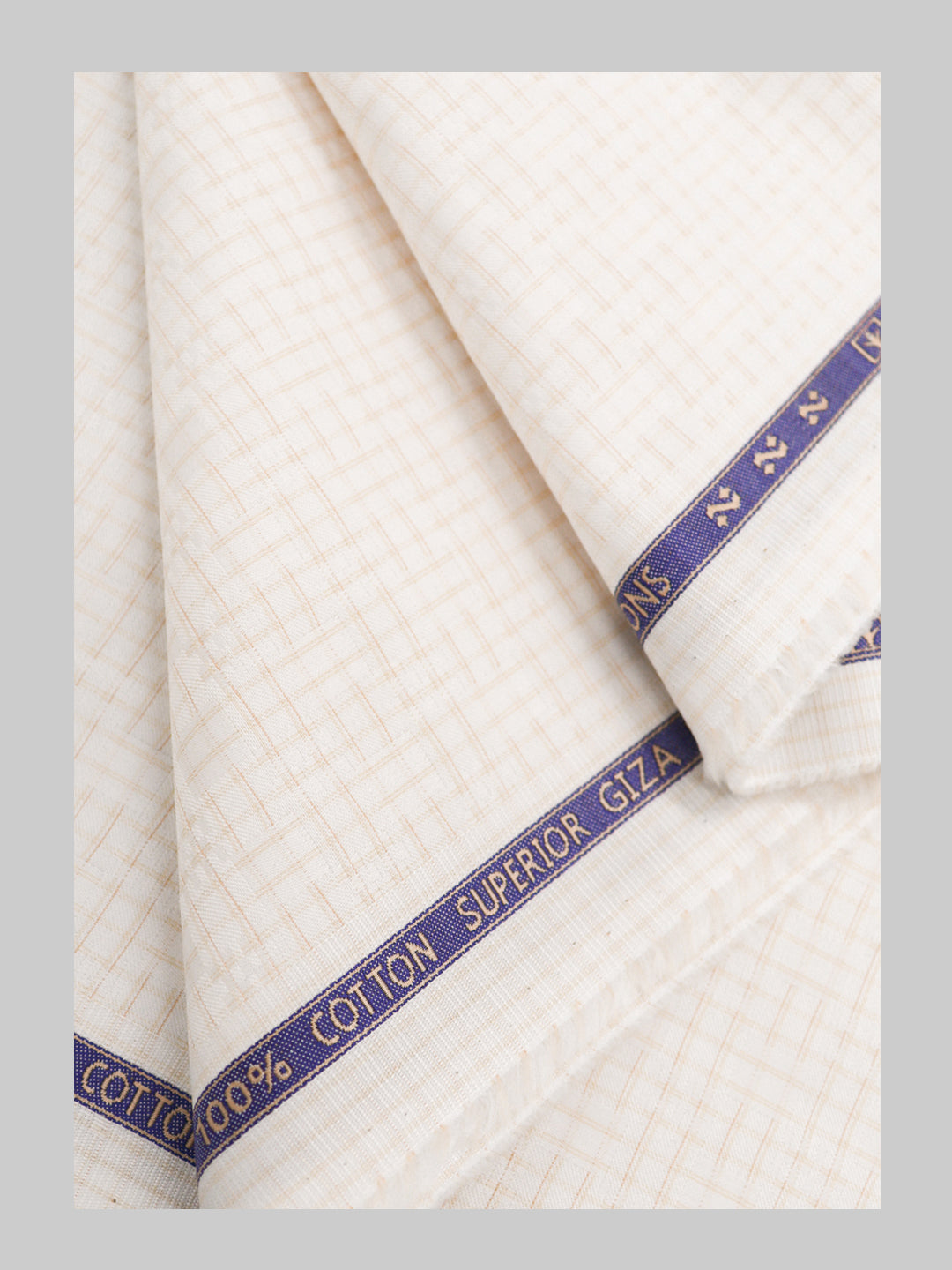 Men 100% Giza Cotton Checked White with Brown Shirt Fabric Jackpot