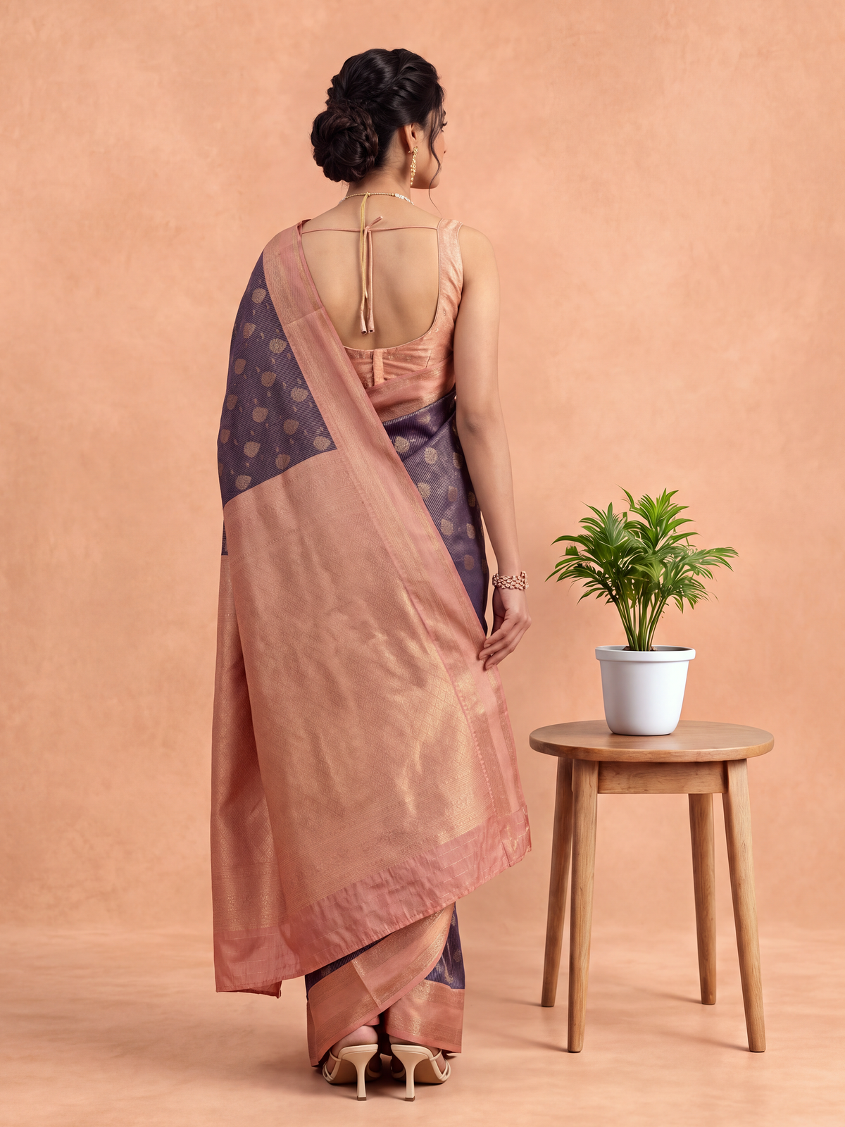 Women Art Silk Purple with Peach Saree ASS159