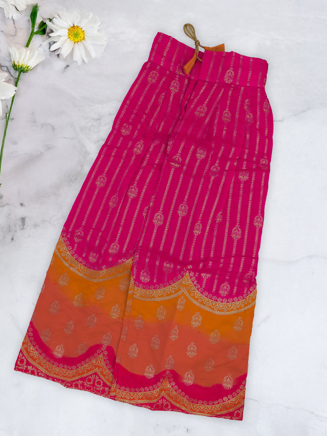 Girls Traditional Skirt Set Orange with Pink GPS27