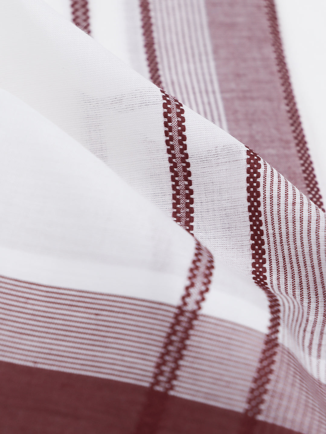 Men 100% Cotton Maroon Fancy Border Panchakacham Set White(9+5)