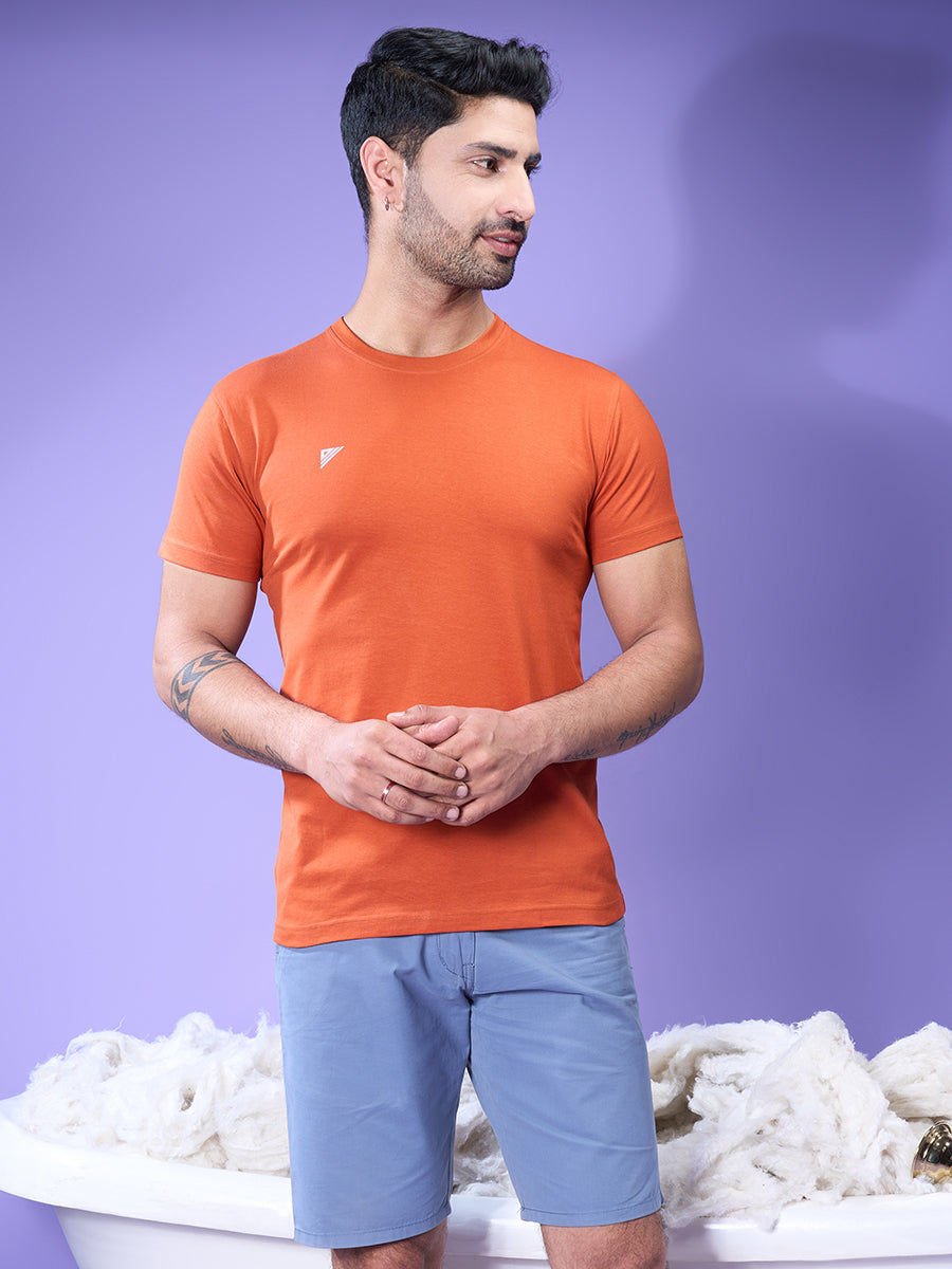 Men 100% Cotton Smart Fit Expert Tee Orange ET19