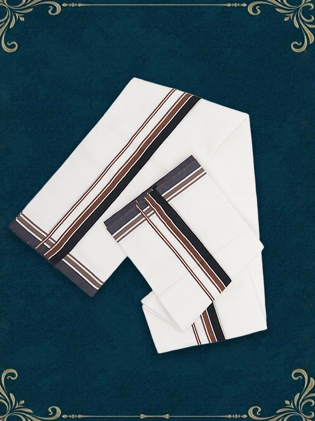 Men Premium Cotton Double Layer White Dhoti with Fancy Border LC29
