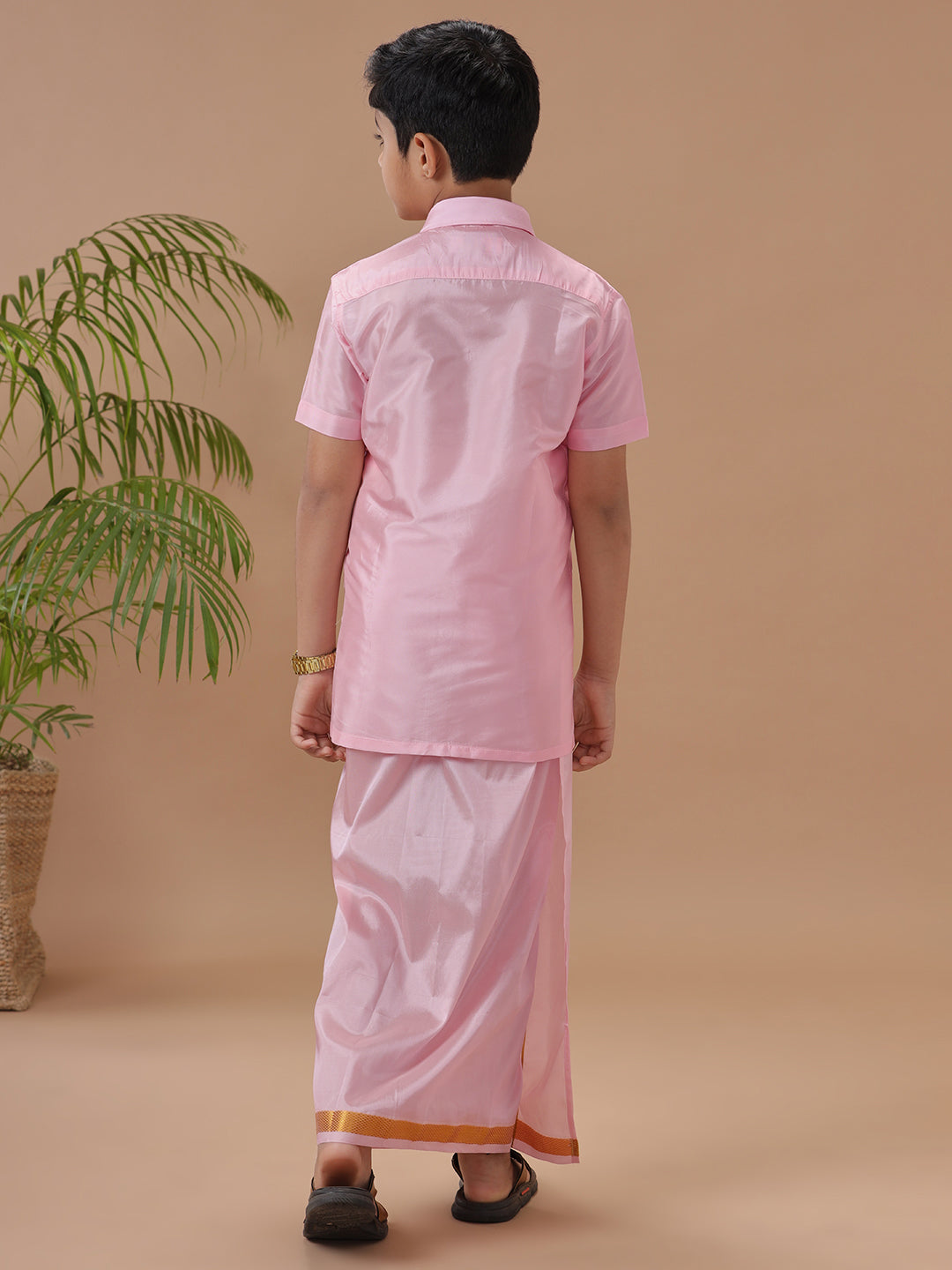 Boys Shirt & Dhoti Set Swayamvara Petal Pink