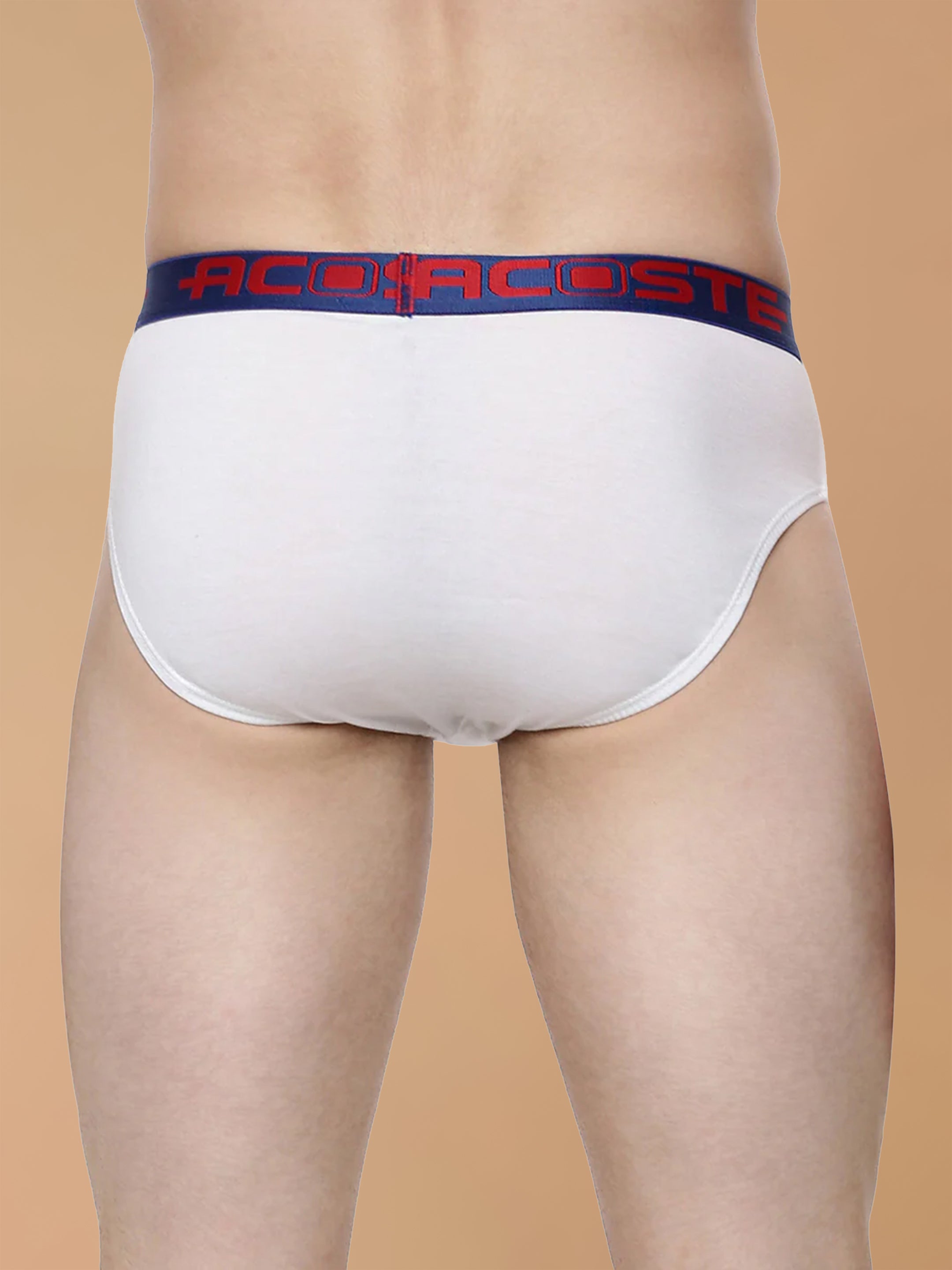 100% Cotton White Outer Elastic Brief Acoste 1015 (Pack of 2)
