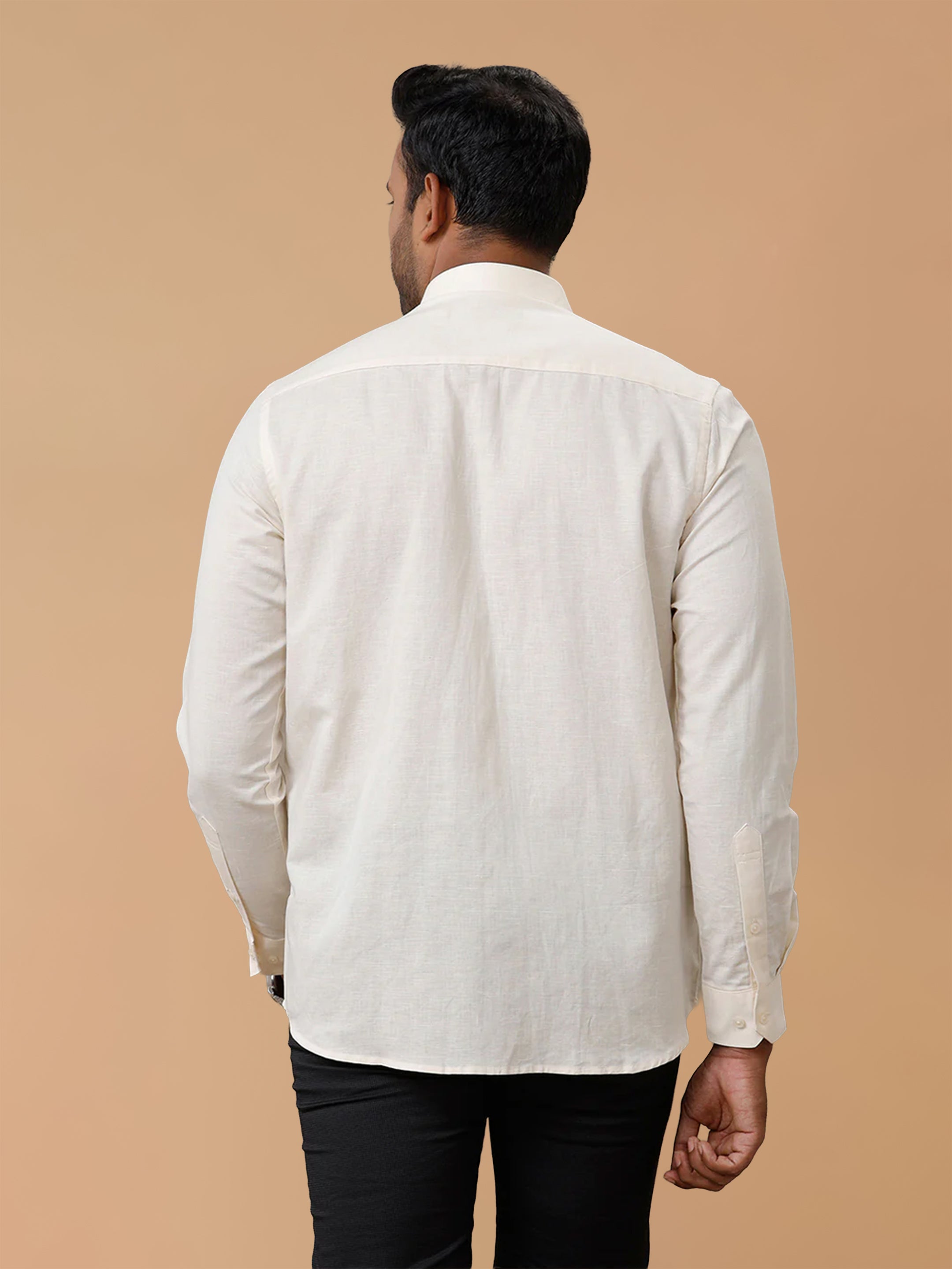Linen Cotton Cream Regular Fit Shirt LF12