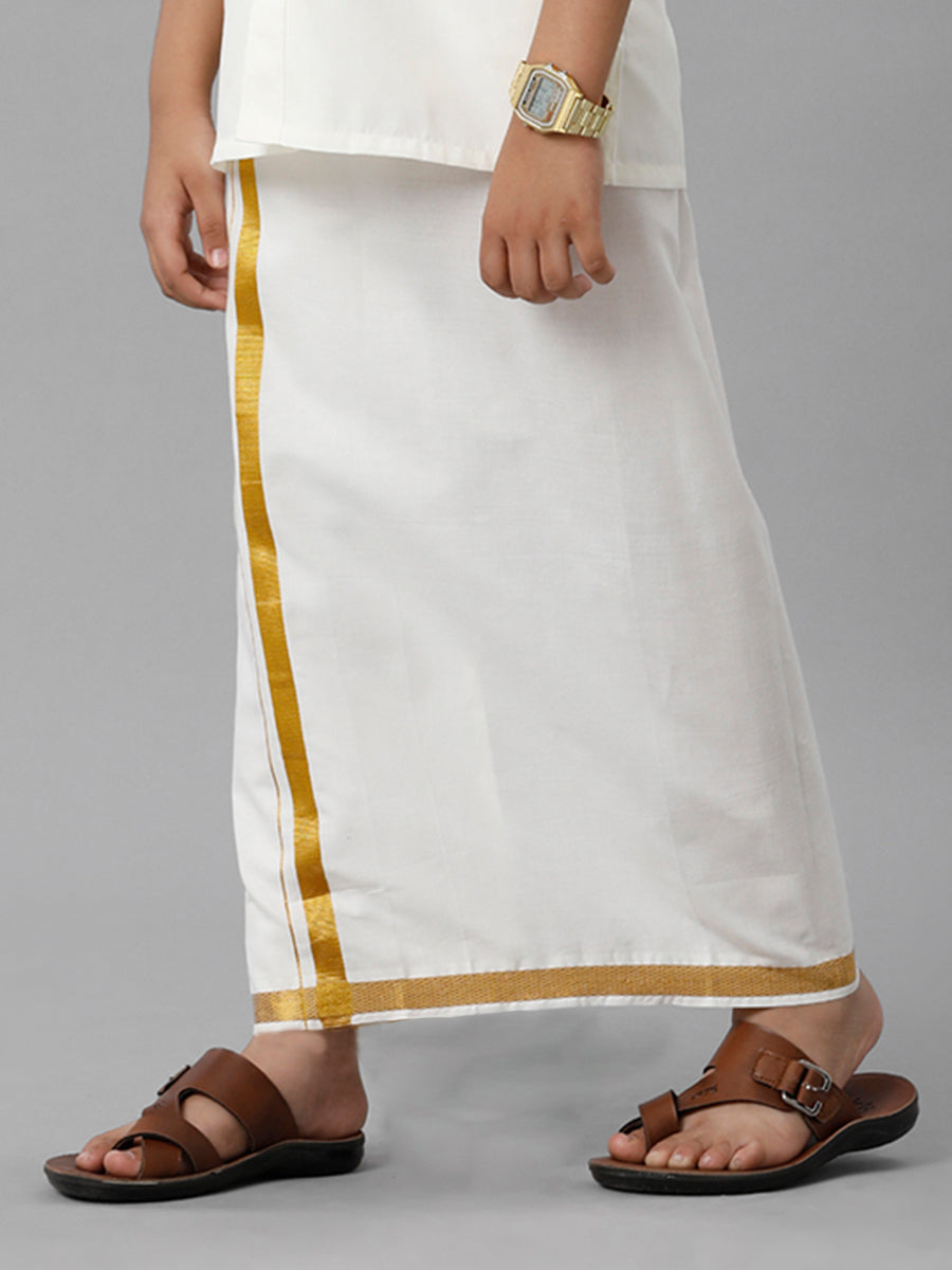 Boys Double Layer Dhoti - Cream-Side view