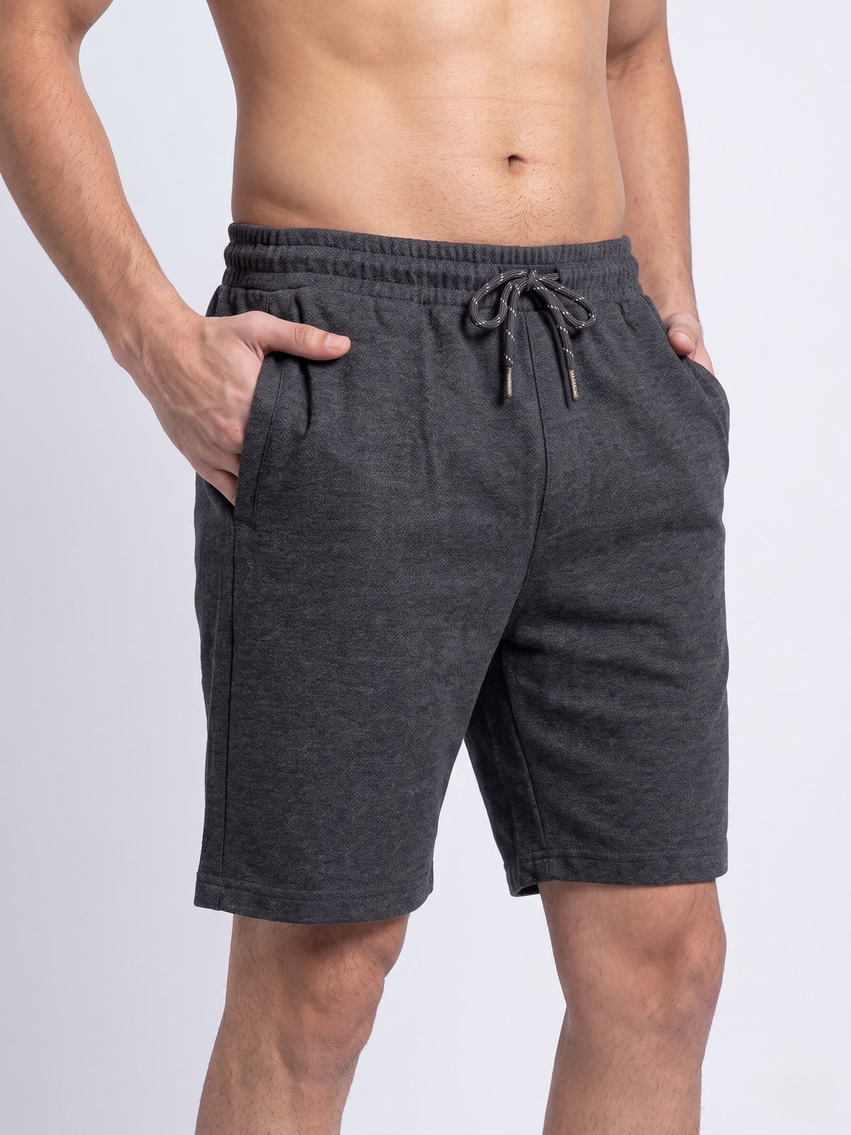 Cotton Rich Aeroflex Structured Charcoal Melange Shorts AFS5