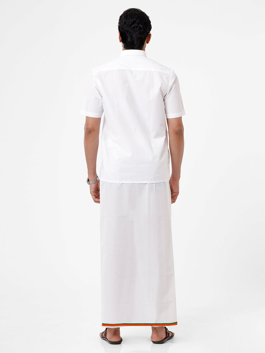 Men 100% Cotton Double Layer Political Dhoti & Towel Set Minister BJP