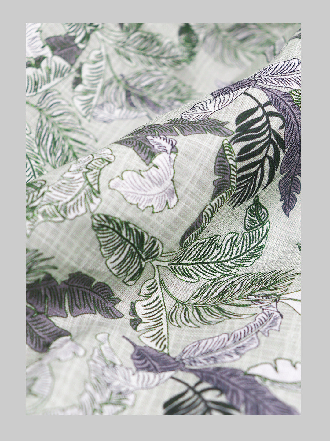 100% European Linen Green Printed Shirt Fabric Fortuner