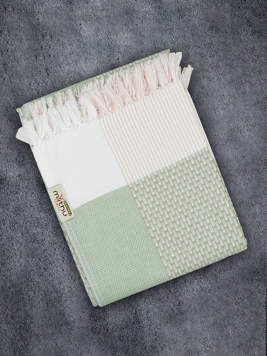 100% Cotton Self Designed Family Bath Towel Signature 1106 (Pack of 5)