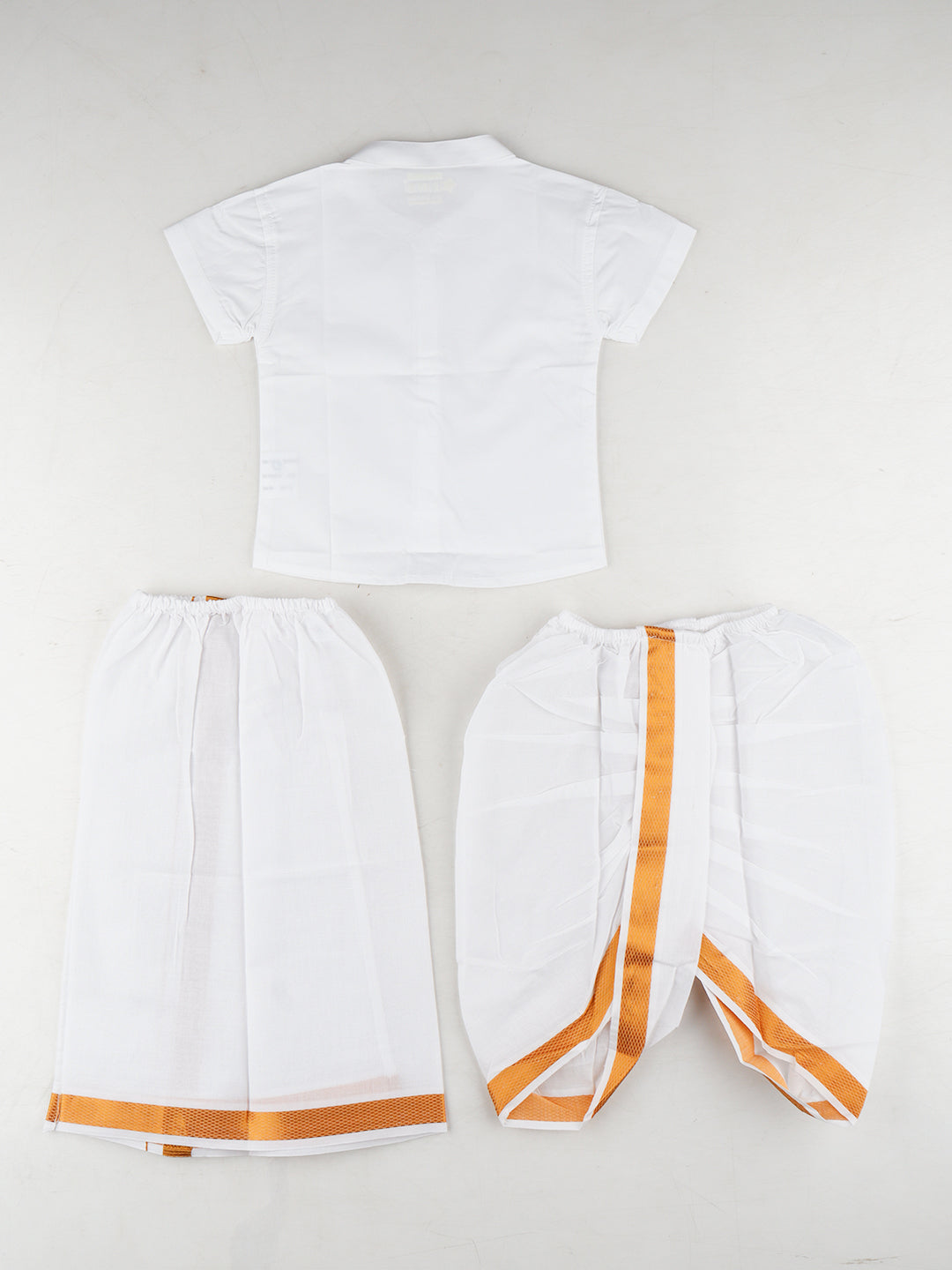 Newborn Baby Traditional Shirt with Dhoti and Panchakacham Set White