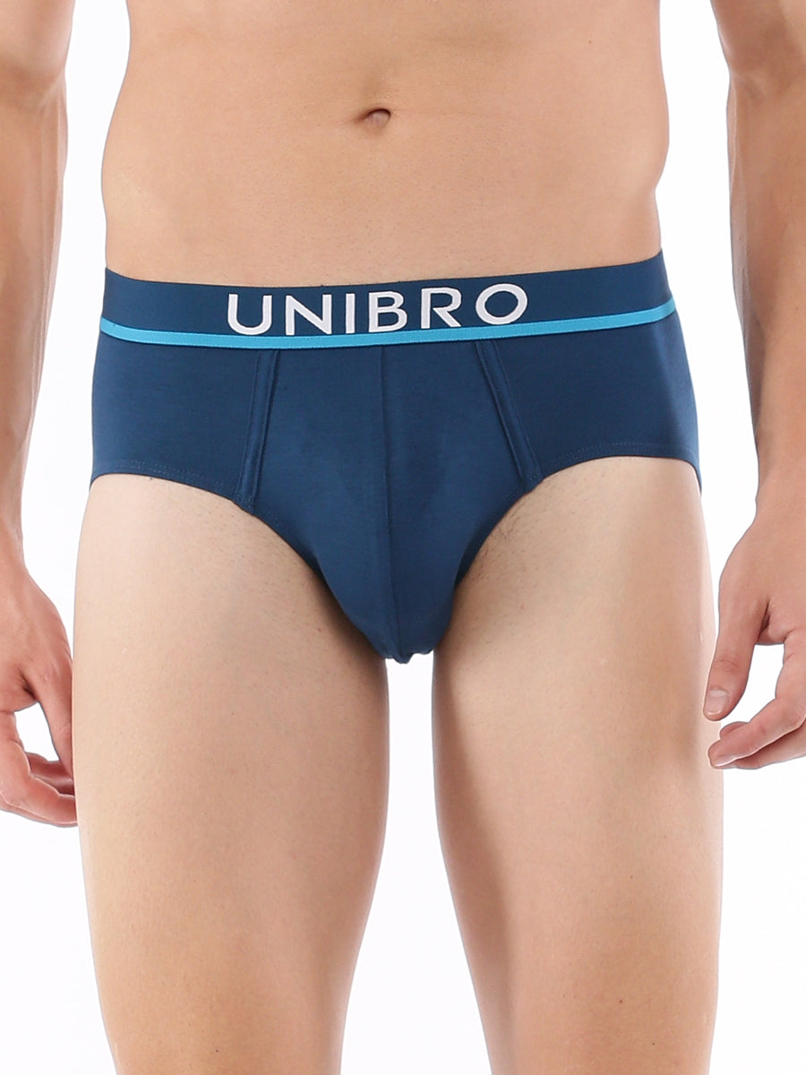 Mens Premium Brief with Outer Elastic TENCEL™ Modal Fiber Fabric-Blue