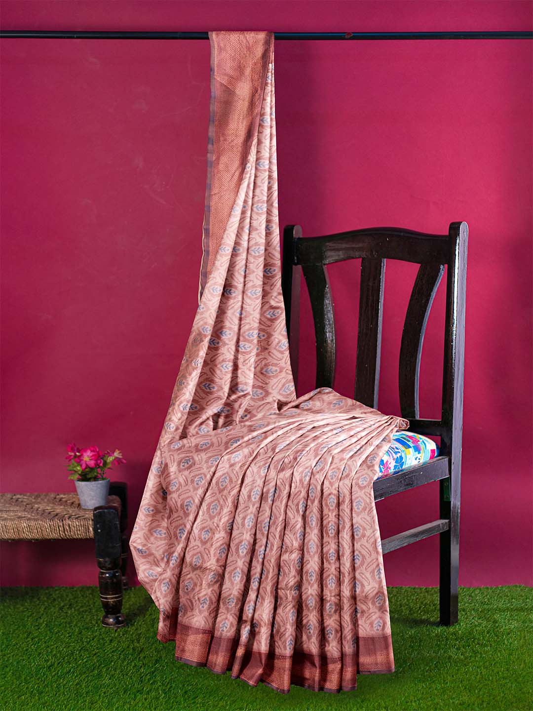 Women Maroon Art Silk Printed Saree ASS52