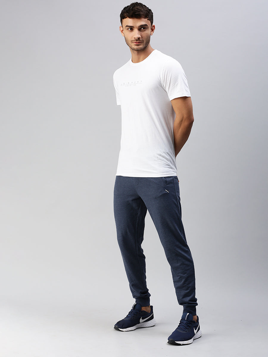 Men Combed Cotton Rich Jogger with Side Pockets Blue Melange JP5