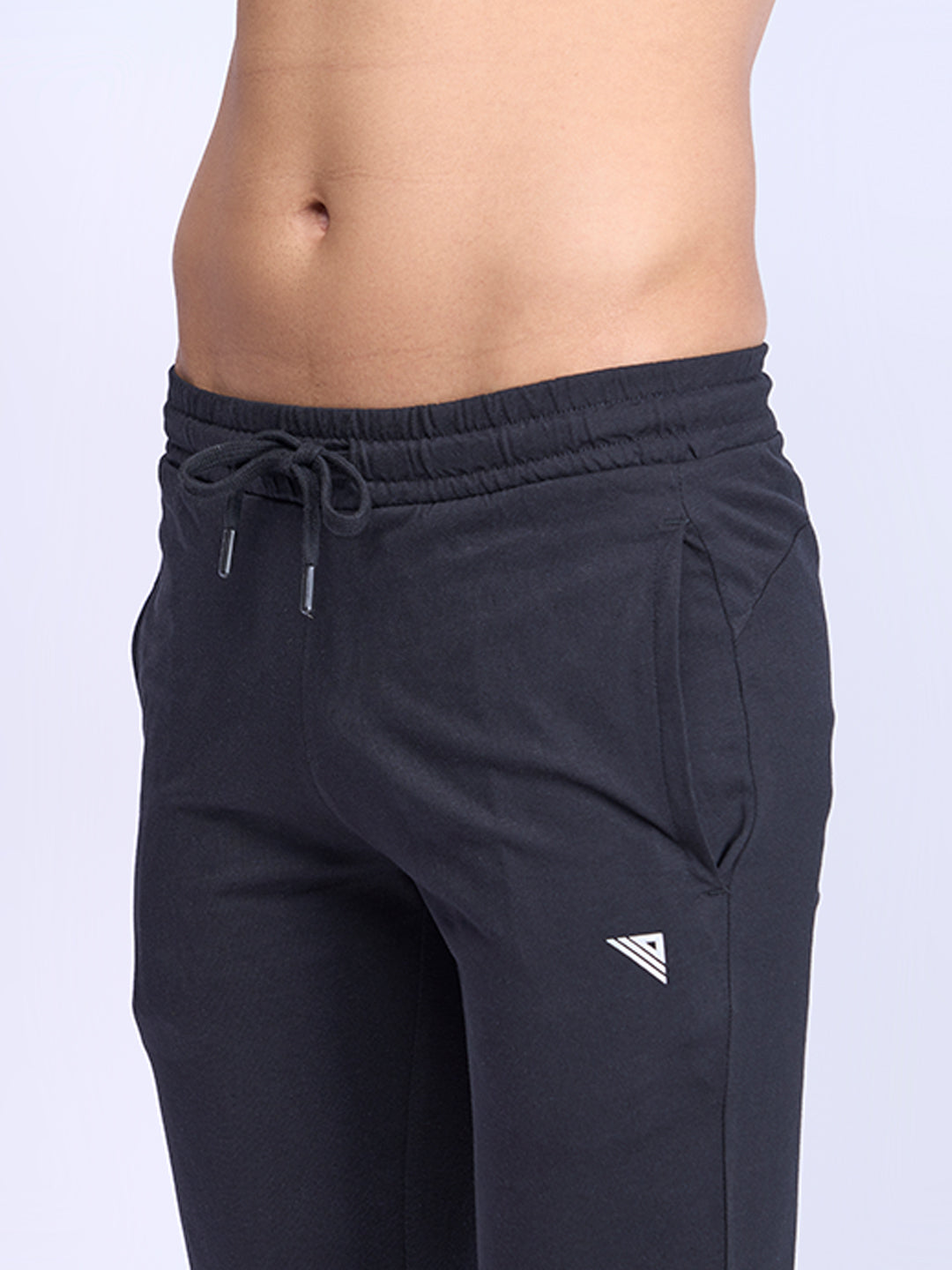Men Combed Cotton Rich Track Pant with Side Pockets Black ETK1