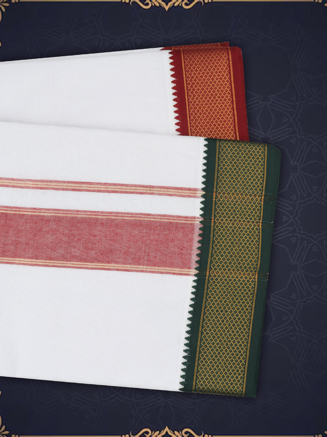 Men Panchakacham Set White 10Khan Jari Pet (9+5)