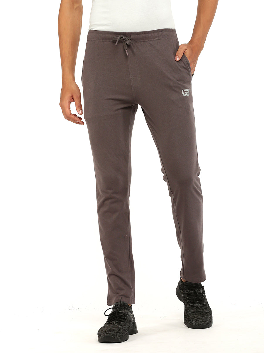 Mens Combed Cotton Dark Grey Regular Fit Track pants with Pockets