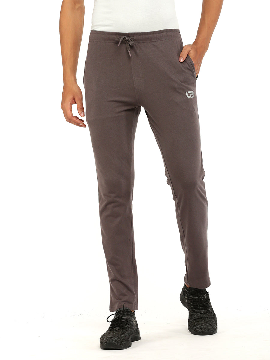 Men Combed Cotton Rich Regular Fit Track pant with Side Pockets Dark Grey AGT2