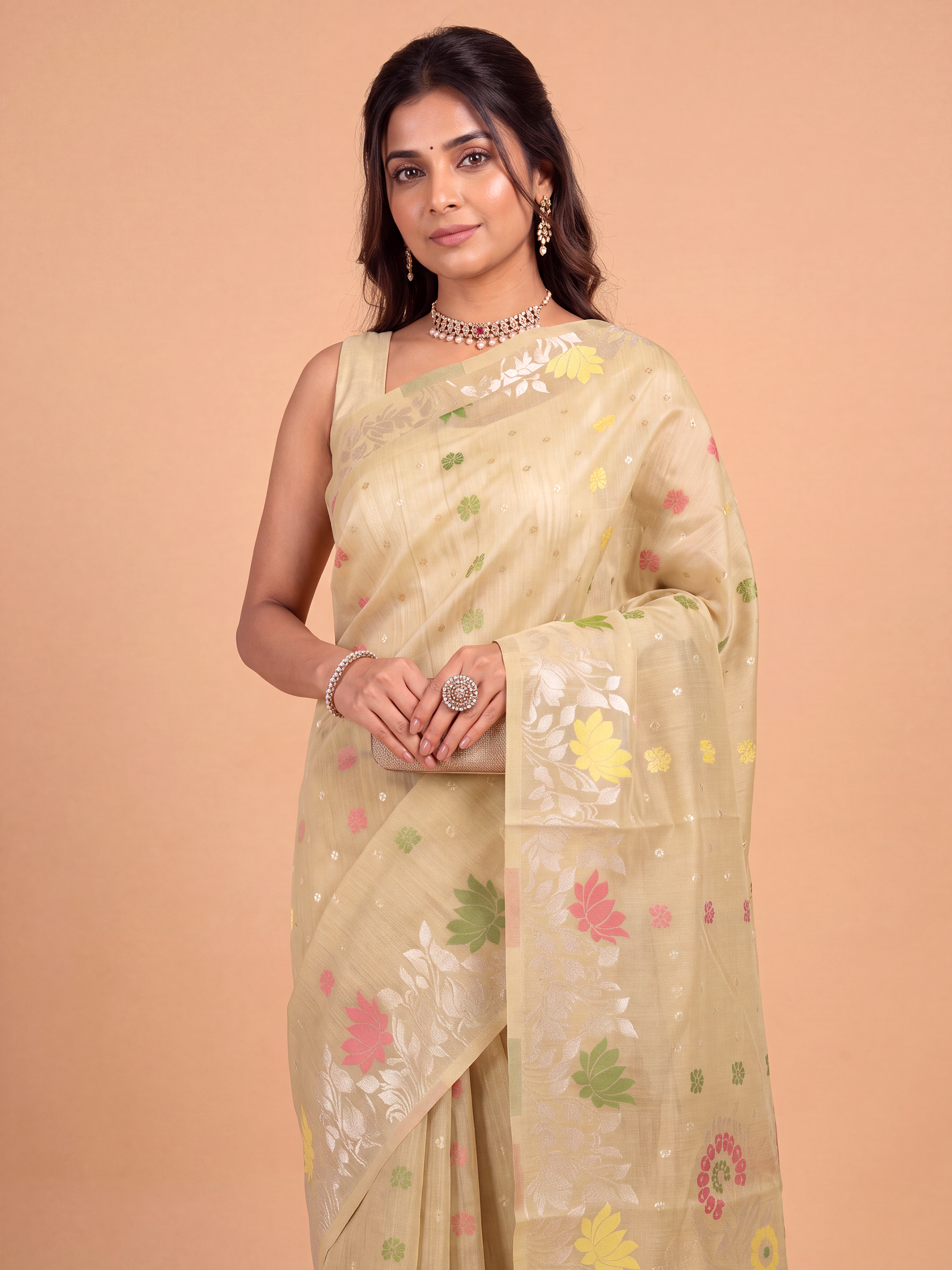 Women Sandal Spun Poly Printed Saree SP07