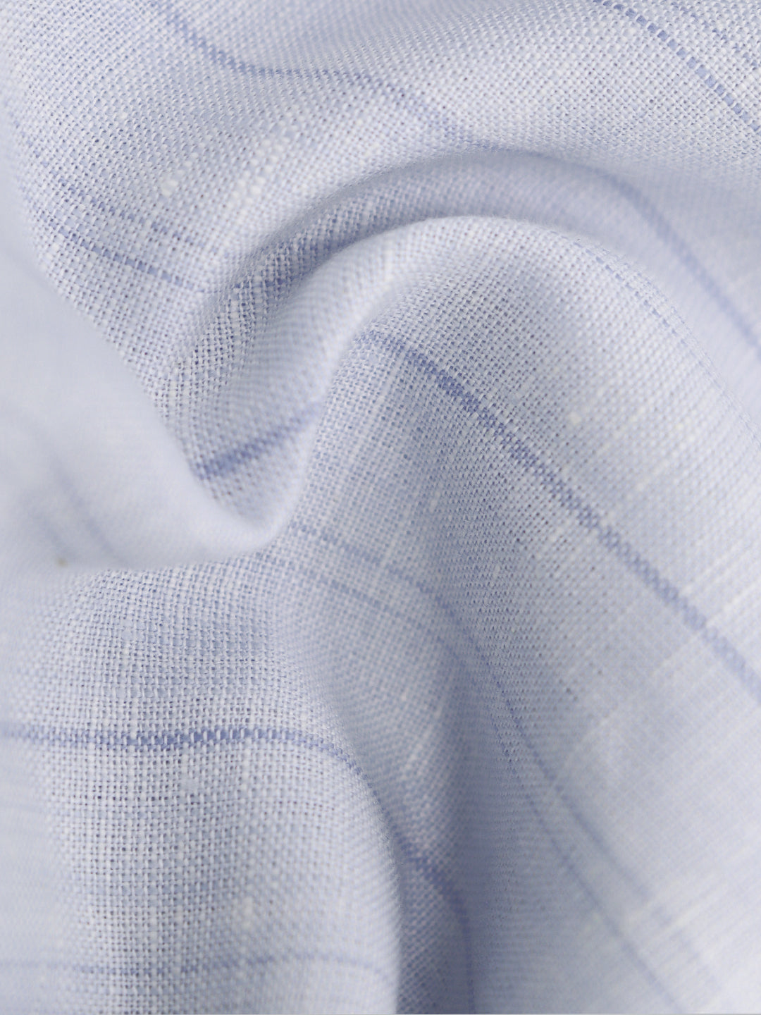 Men Linen Rich Light Blue Stripes Shirt Fabric Prime