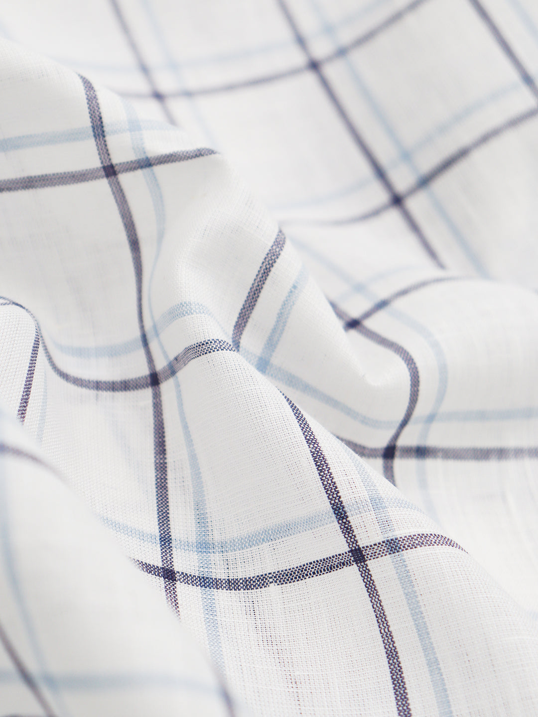 Men Linen Rich White Checks Shirt Fabric Prime