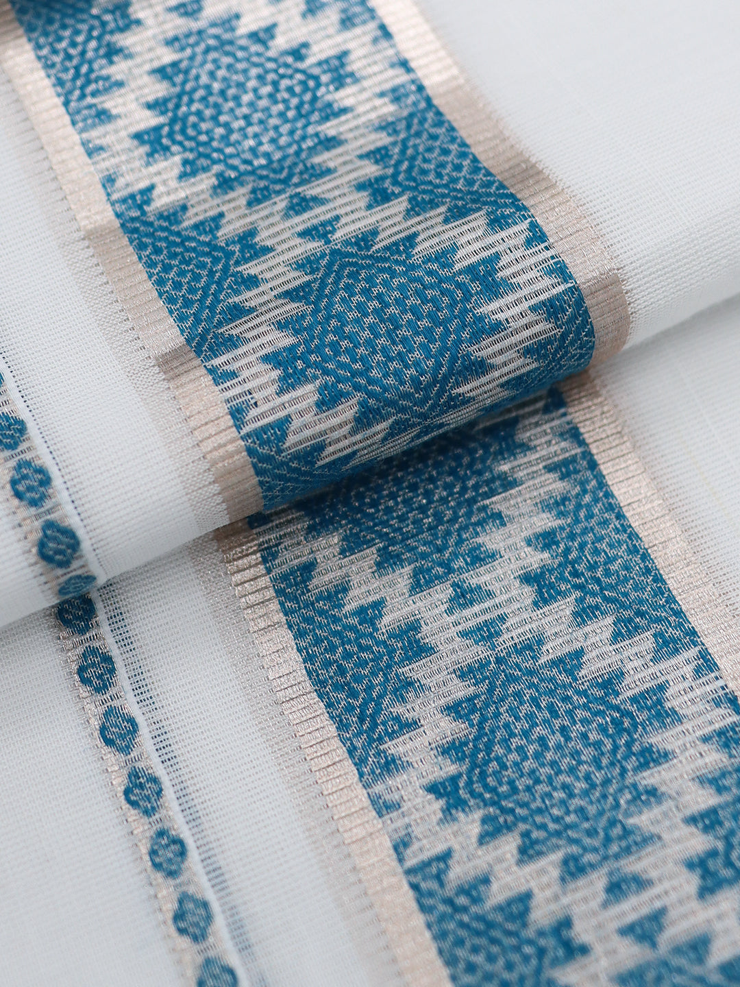 Men Premium Cotton Double Layer White Dhoti with Fancy Jari Border Luxury Elite LC32