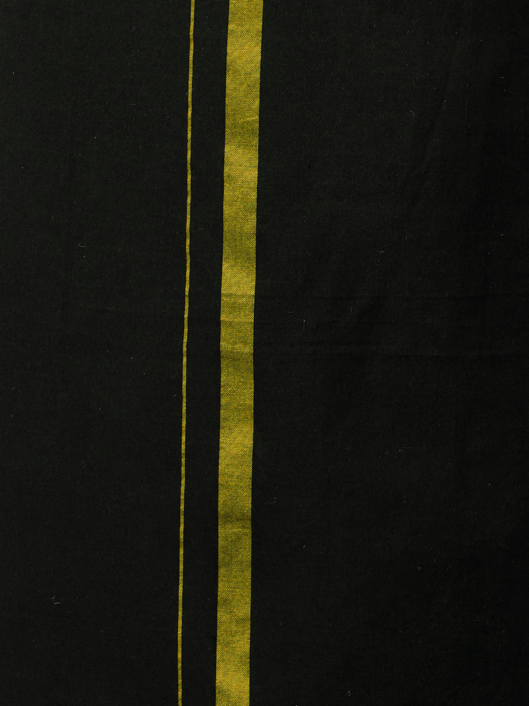 Men Cotton Blend Single Layer Black Dhoti & Towel Set with Green Big Border Makara Jyoti