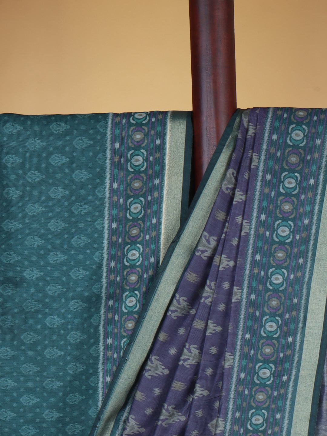 Women Violet Semi Chanderi Cotton Printed Saree SC62