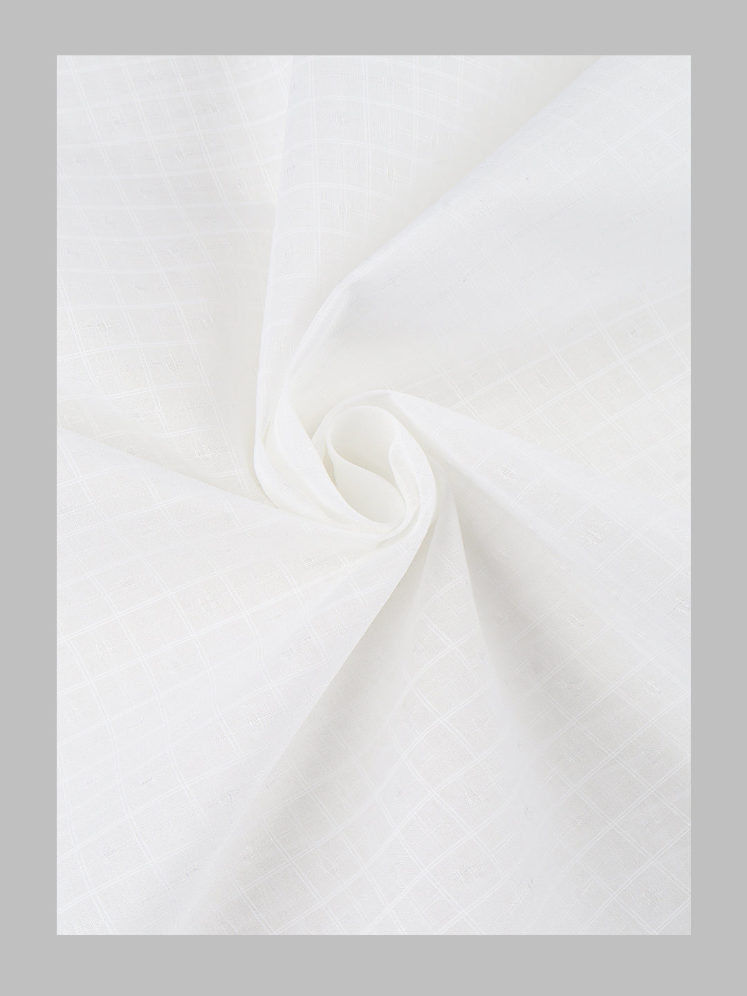 Men Mono Cotton Self Design Shirting White Ideal Dobby 03