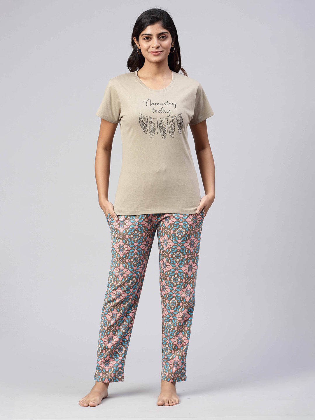 Women Knit Cotton Loungewear Set Olive Green