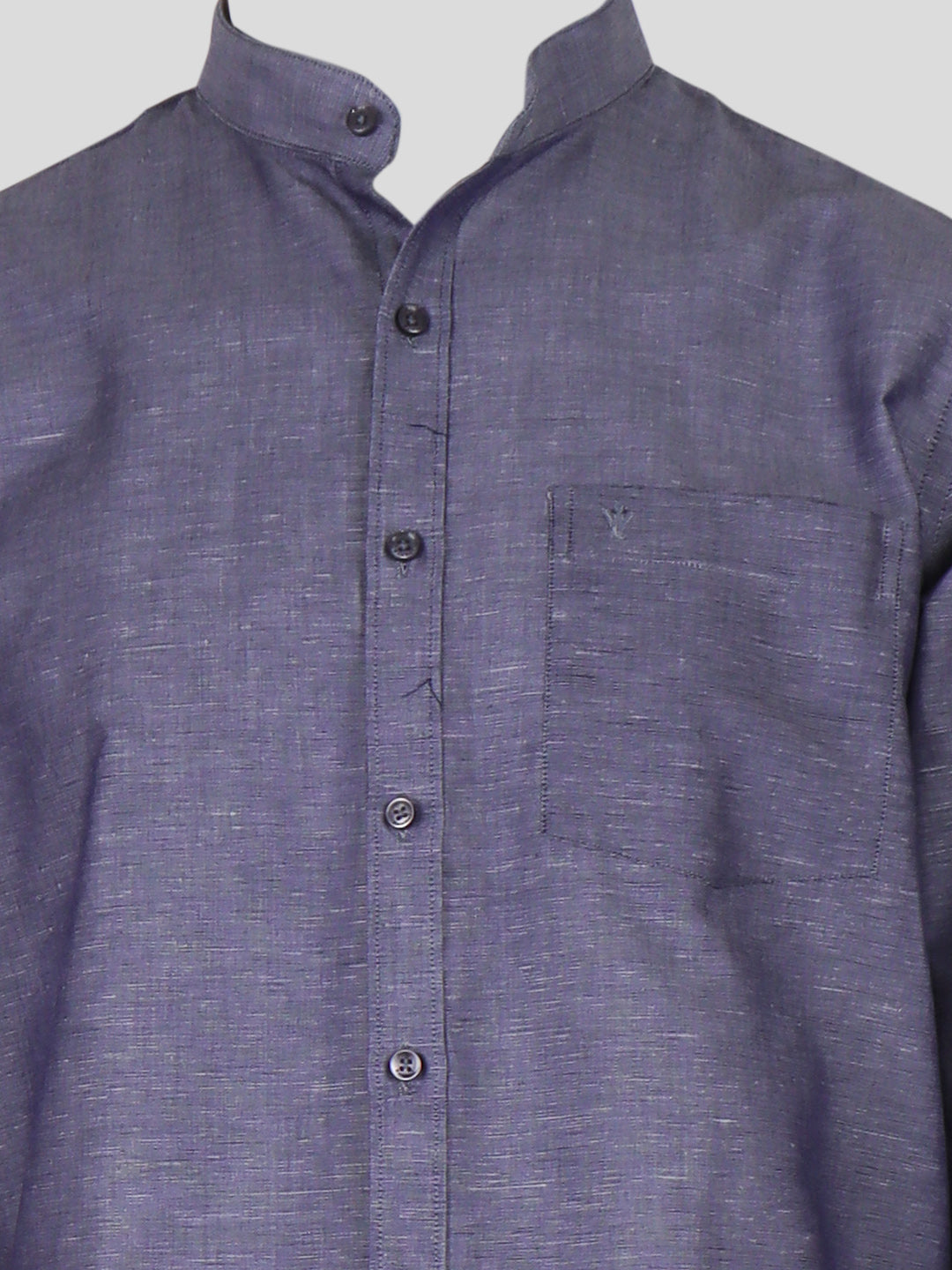 Men Cyan Blue Linen Cotton Chinese Collar Shirt LF6
