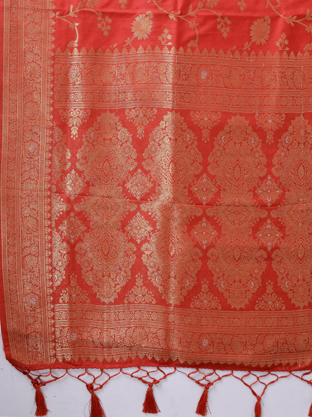 Women Semi Tussar Red Saree ST356