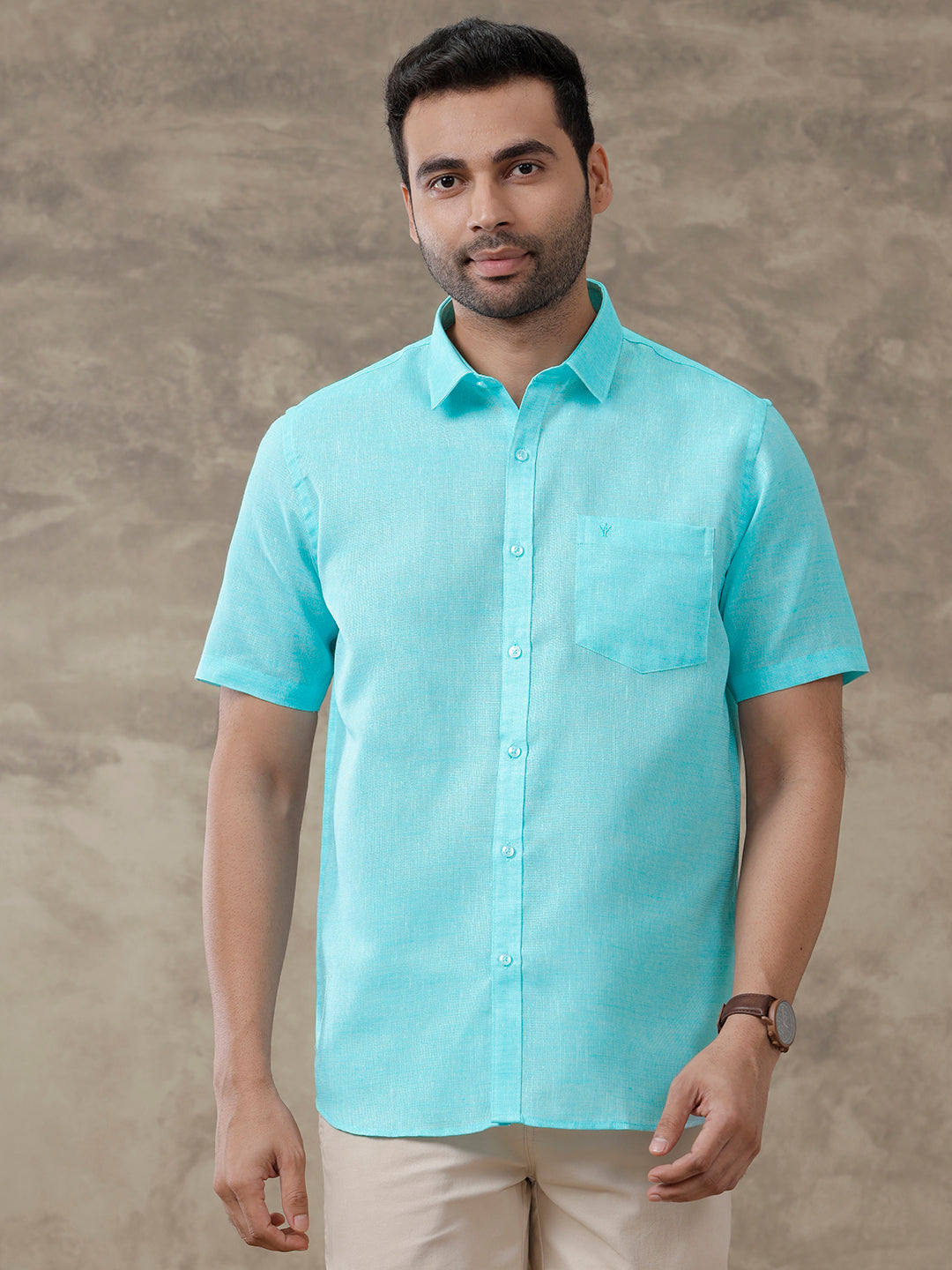 Men Cotton Blend Shirt Sky Blue T3 CV10