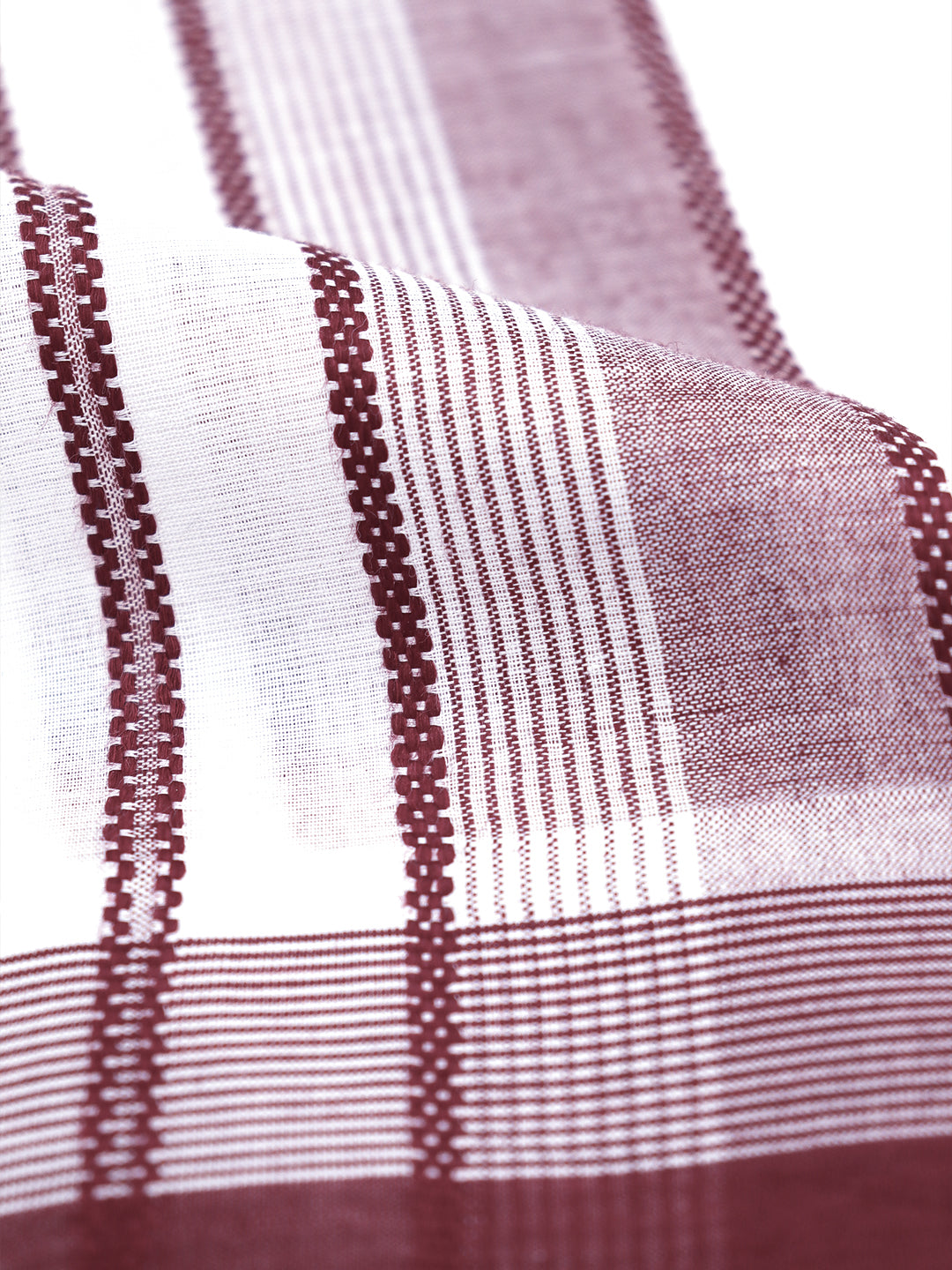 Men 100% Cotton Maroon Fancy Border Panchakacham Set White(9+5)