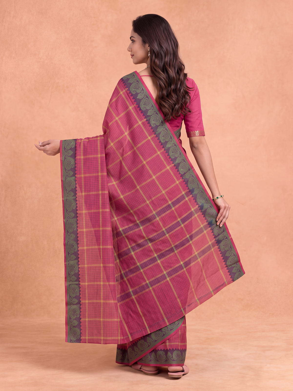 Women Chettinad Cotton Red Saree CCS22