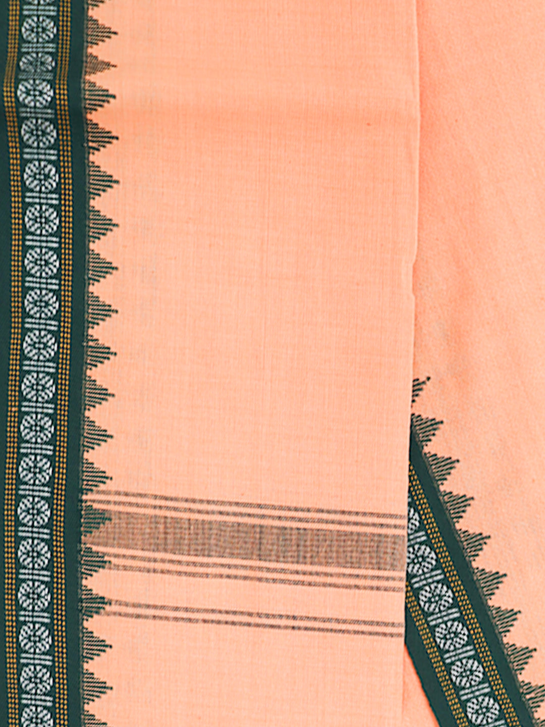 Men Fancy Border Angavastram Towel Light Orange