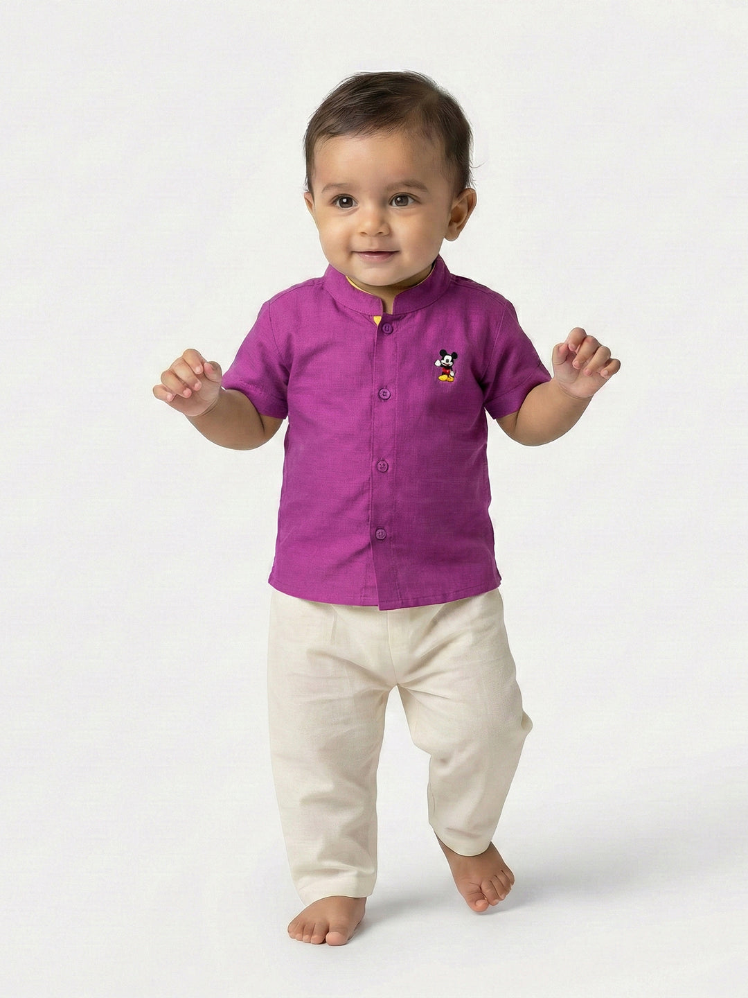 Born Baby Shirt with Pant and Panchakacham Set Purple G56