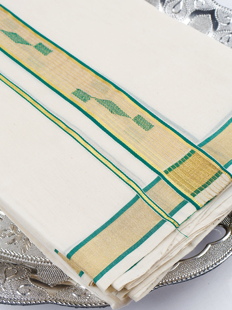 Men Premium Handloom Double Dhoti with Fancy Jari Border 110041