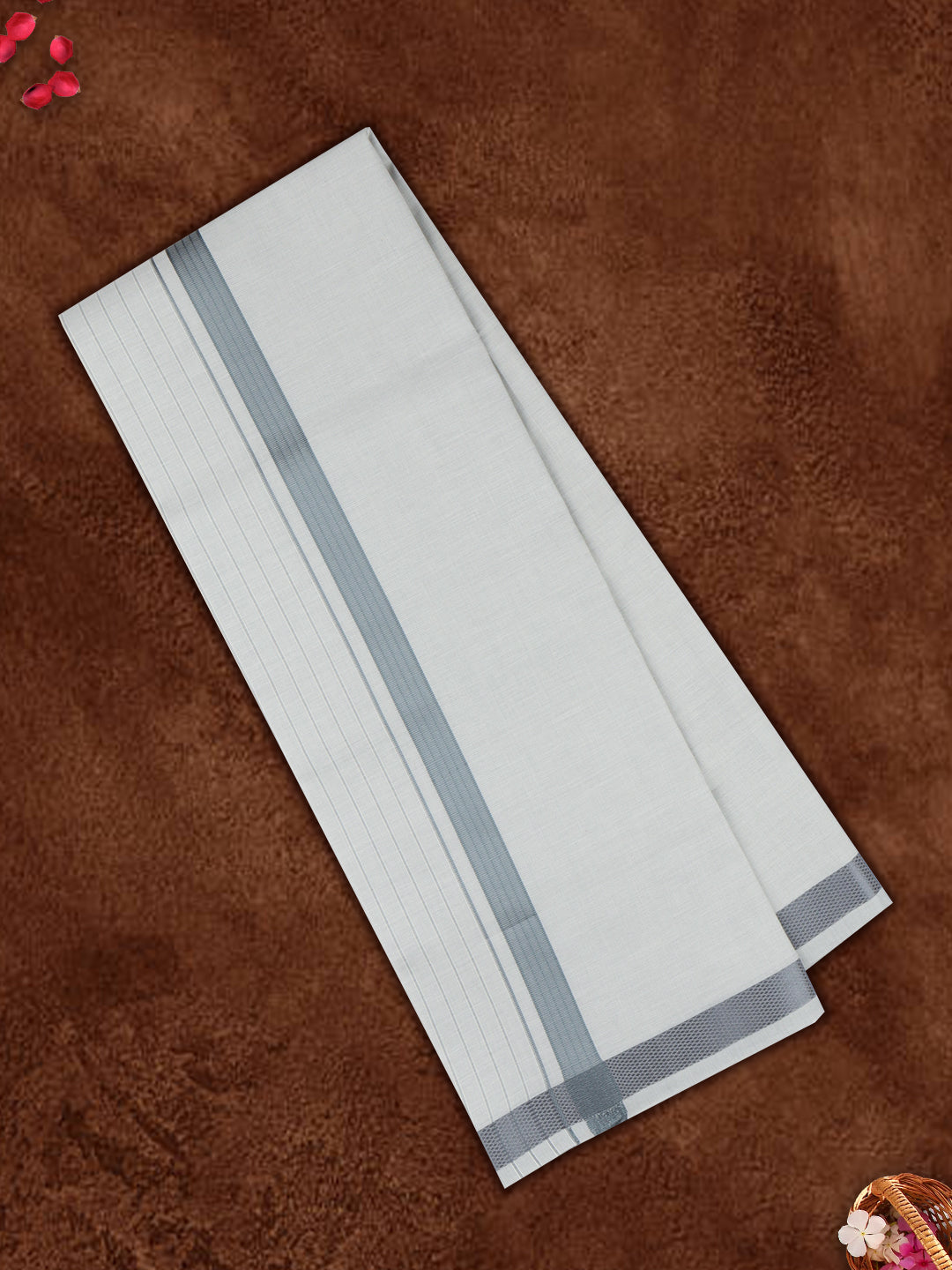 Men Tissue Grey Dhoti & Shirting Set Celebrity Delight