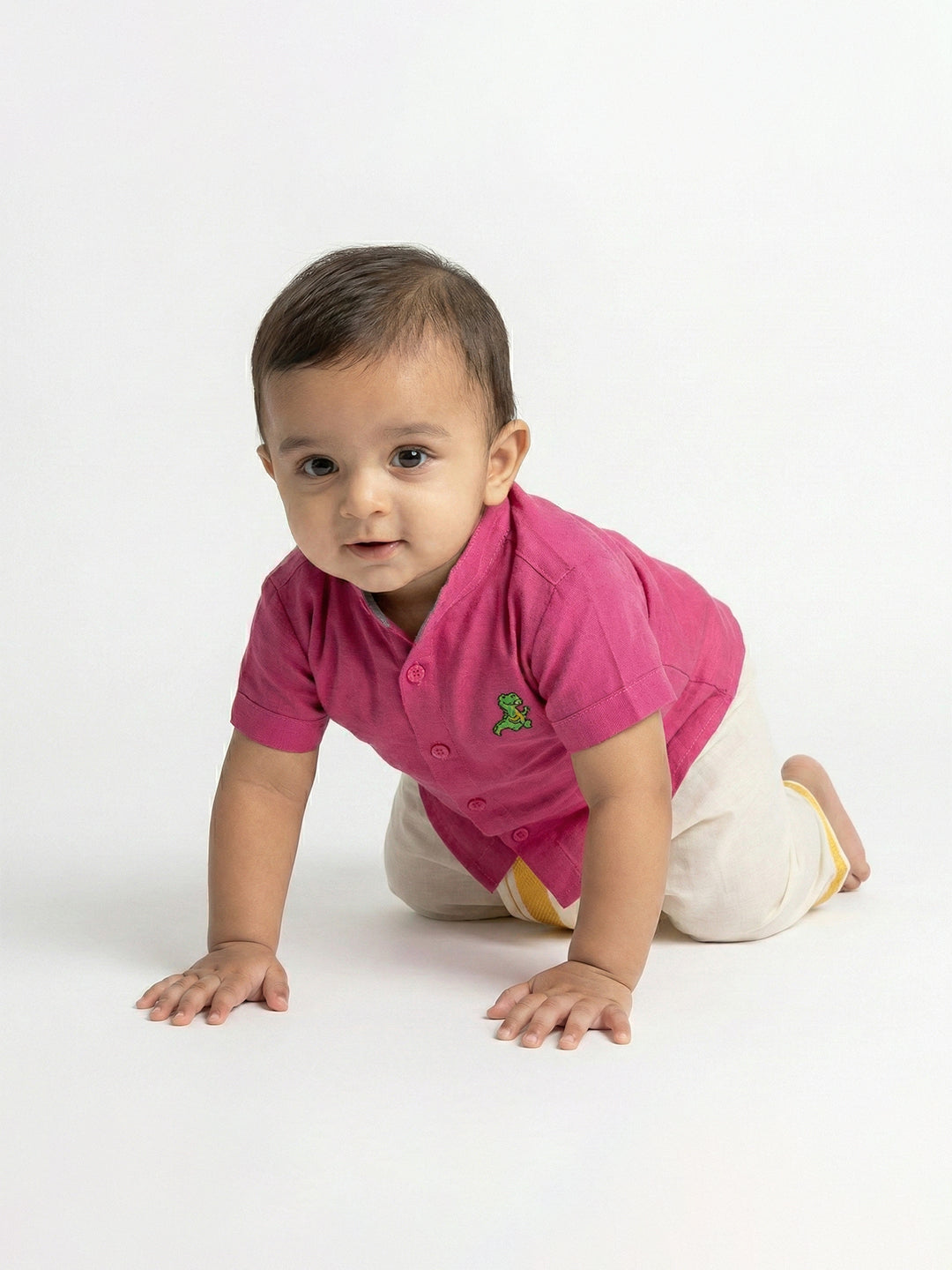 Born Baby Shirt with Pant and Panchakacham Set Pink G7