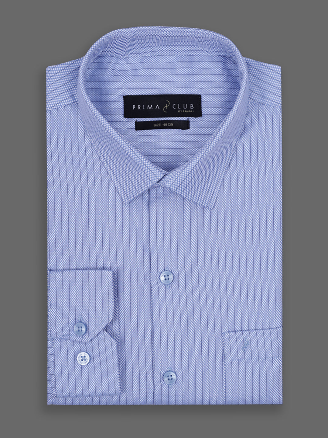 Prima Club Premium Cotton Dobby Light Blue Stripes Regular Fit Shirt SRAY1