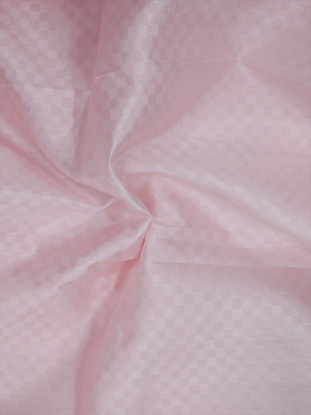 Men Pure Silk Embossed Light Pink Dhoti & Towel Set with 3" inch Gold Fancy Jari Border