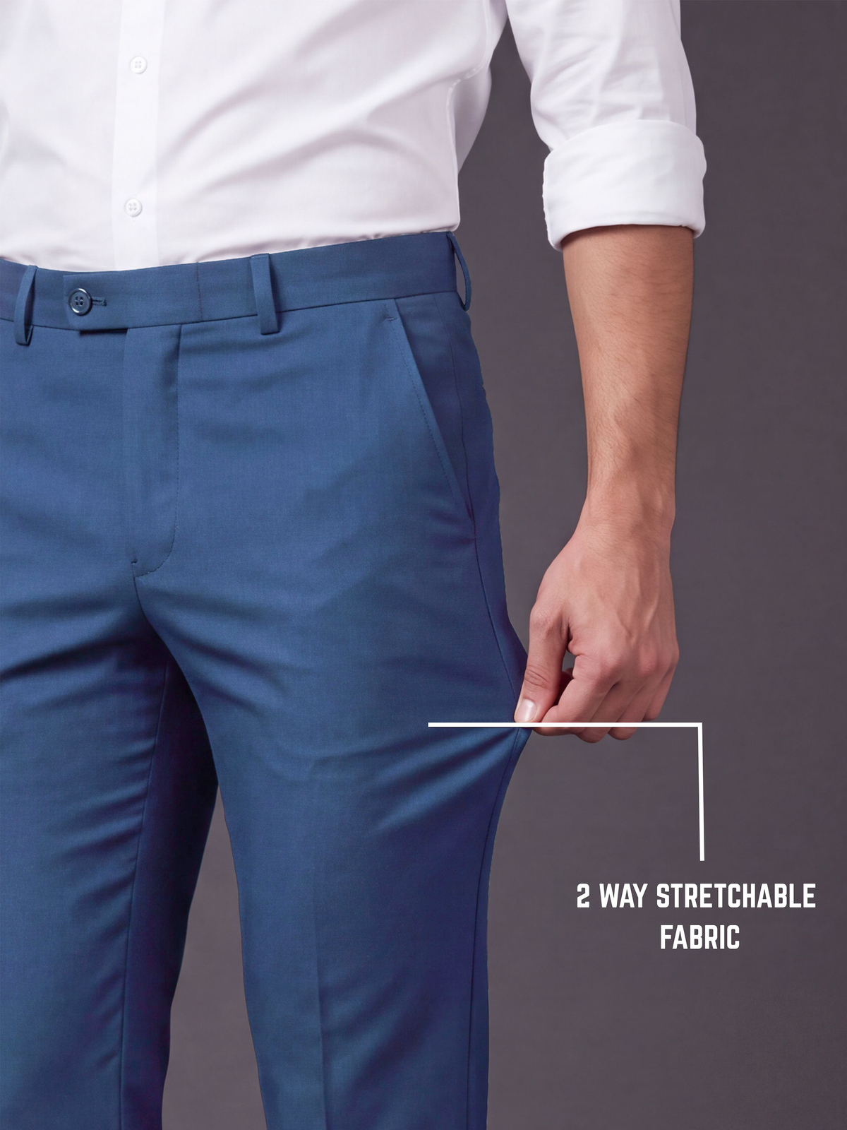 Prima Club Wool blended Stretchable Waistband Blue Pants