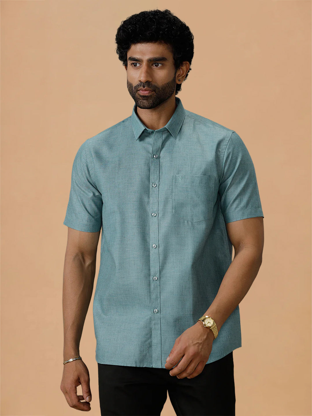 Cotton Rich Pine Green Regular Fit Shirt Trendy 8 YH5